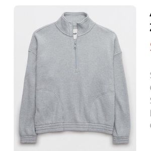 Aerie Waffle Quarter Zip Sweatshirt